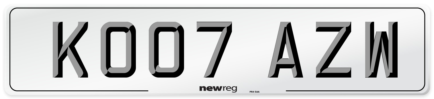 KO07 AZW Number Plate from New Reg